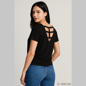 Lily White Black Short Sleeve Blouse Size Medium